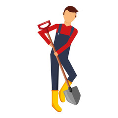 gardener with shovel avatar character icon vector illustration design