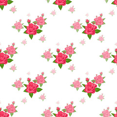Naklejka premium Very high quality original trendy realistic seamless pattern with rose bush or bouquet of roses