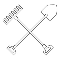 gardening shovel with rake vector illustration design