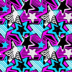 Tapeten Sternformen Graffiti nahtlose Handarbeit ausdrucksstarke Tinte Hipster-Muster © OlgaLIS