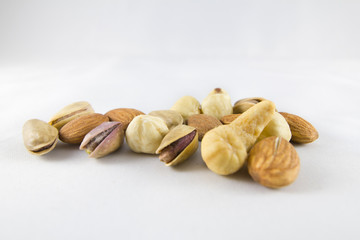 Several Nuts Isolated on White Background 