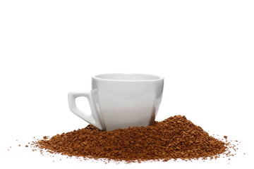 Cup of instant coffee isolated on white