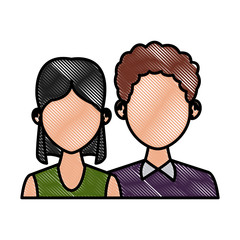 Elegant couple avatar cartoon