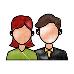 Elegant couple avatar cartoon