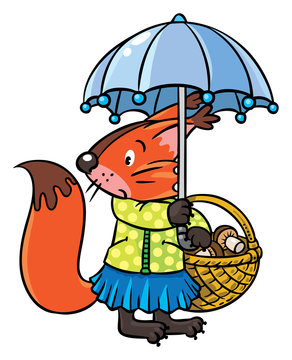 Little funny squirrel with umbrella