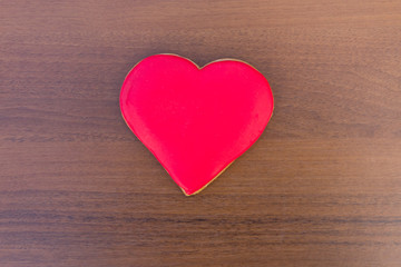 Heart shaped cookies for valentine day on wooden table