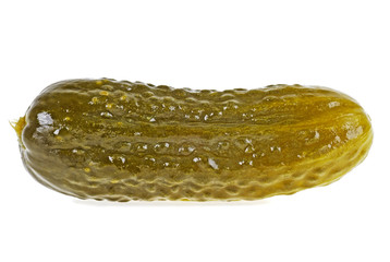 Pickled or marinated cucumber isolated on a white background