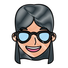 Woman with sunglasses cartoon