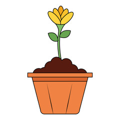 beautiful flower in pot vector illustration design