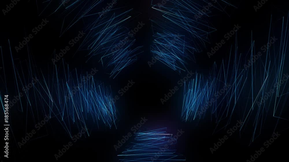 Poster abstract technology tunnel. connection line concstruciton sharp corners with reflections and moves f
