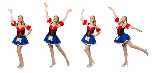 Woman in Oktoberfest concept on white