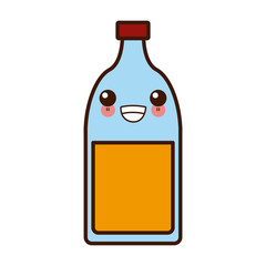 Glass bottle with drink cute kawaii cartoon