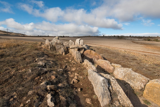 Prehistocric megalithic Dolmen in Mazariegos, Burgos province, Spain.