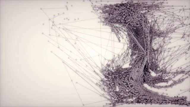 Abstract depiction of network data flow / molecular behavior. 4K UHD animation with copy space.