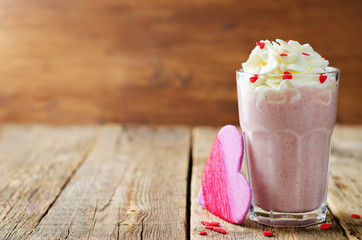 Valentines Strawberry banana milkshake with whipped cream
