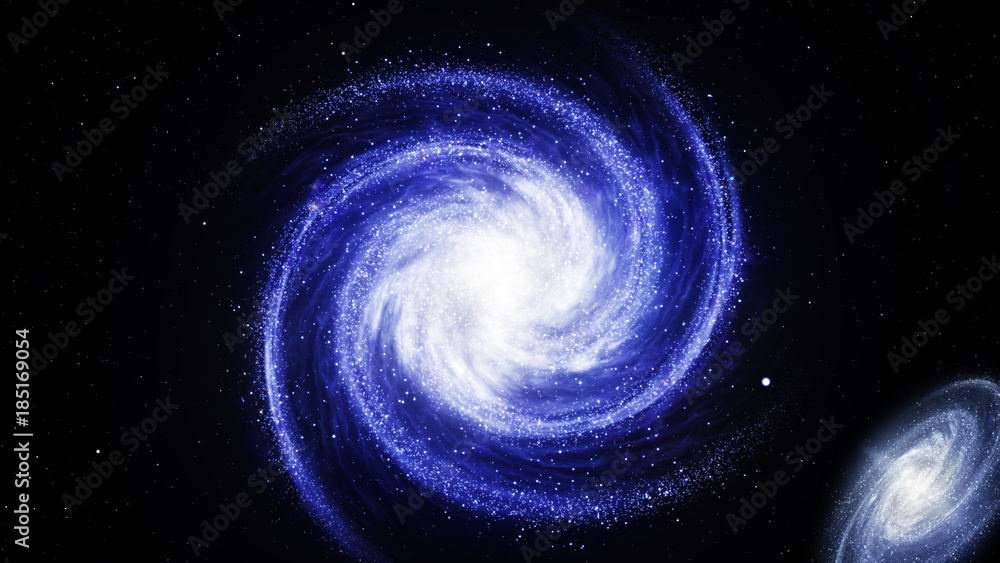 Wall mural several spiral milky way galaxies rotating in space filled with stars and nebulas. bright galactic c