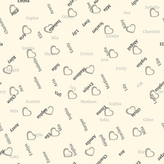 Seamless background pattern with girl name . Girl name seamless vector.