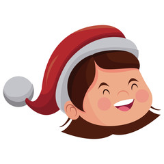Cute girl face christmas cartoon