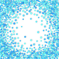 Blue carnaval confetti background made of dots. Snow Christmas pattern. 3d vector illustration for celebrate, anniversary party and birthday design