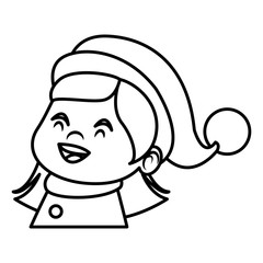 Cute girl face christmas cartoon