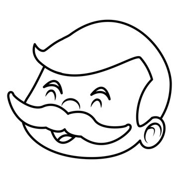 Grandparent face with mustache face cartoon
