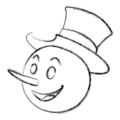 Snowman face christmas cartoon