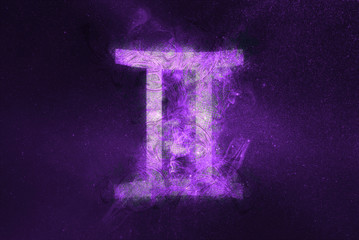 Gemini Zodiac Sign. Night sky Abstract background © allexxandarx