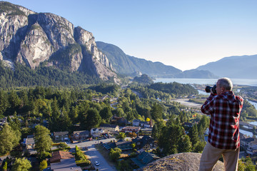 Adult Man Photographing Squamish British Columbia
