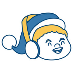 Cute boy face christmas cartoon
