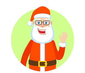 Santa Claus  raised a hand in greeting