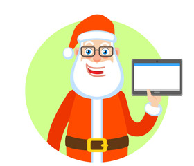 Santa Claus holding tablet PC