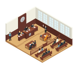 Law Justice Isometric Composition Icon 