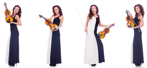 Fototapeta na wymiar Woman playing violin isolated on white background
