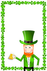 St. Patrick's Day illustration - Leprechaun holding beer