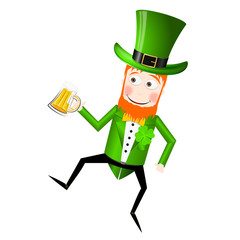 St. Patrick's Day illustration - Leprechaun holding beer