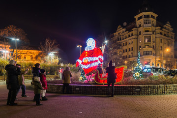 Novi Sad, Serbia December 16, 2017: Freedom Square decorated with New Year figures