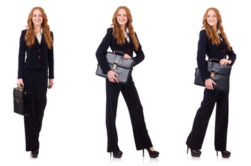 Fototapeta premium Woman businesswoman in business concept isolated on white