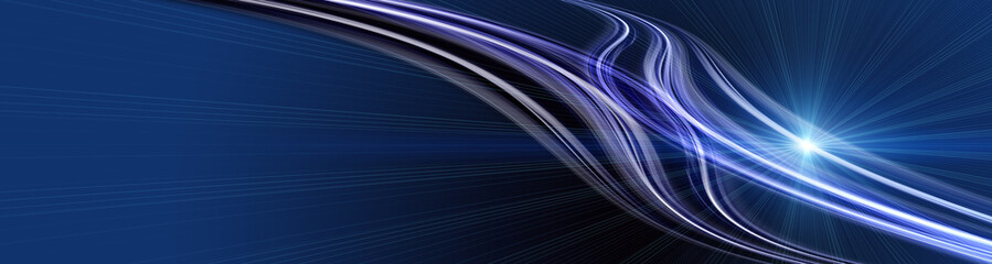 Futuristic technology wave panorama background design with lights