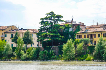 PADOVA, ITALY - May, 24, 2017: houses on a bank of channel in Padova, Italy