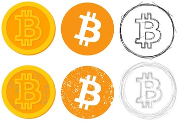 vector image of bictoin in different versions