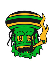 kopf gesicht haarig hanf weed cannabis raggae rauchen drogen kiffen kiffer rastalocken hut jamaika klein süß niedlich monster horror halloween comic cartoon clipart