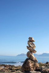 concept of balance and harmony. rocks on the coast
