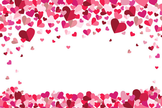 Valentines Day Floating Hearts Top Bottom Repeating Vector Background 1