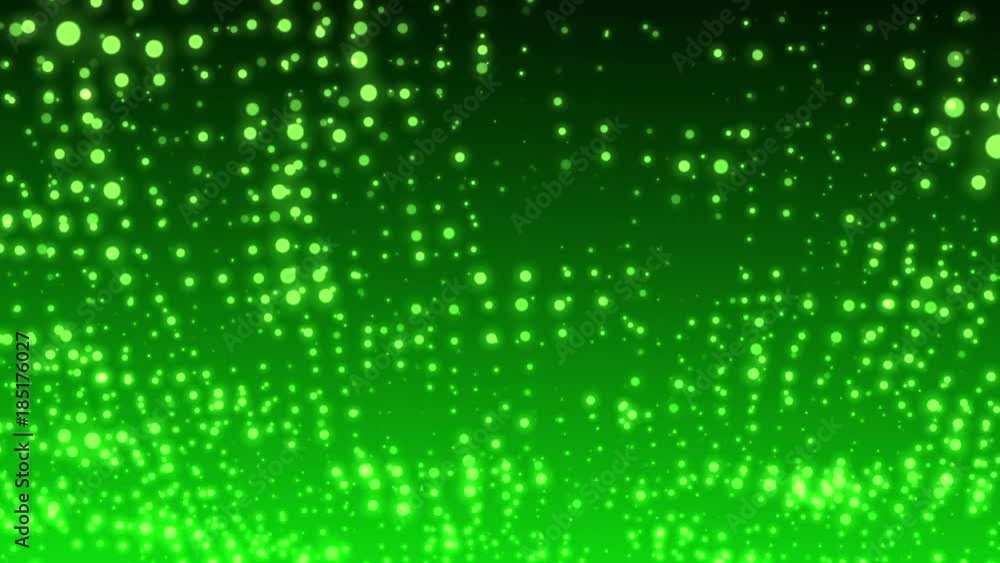 Poster abstract green dots waving form polygonal space. 3d rendering background