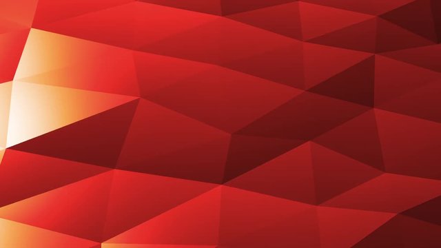 Abstract cg polygonal crystal surface. Geometric poly Red ruby triangles motion background.