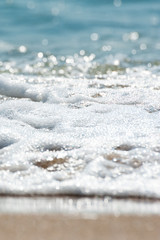 The vertical , side  view of seashore in the ocean. Concept relax and travel.