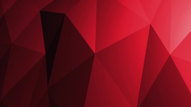 Abstract cg polygonal crystal surface. Geometric poly Red ruby triangles motion background.