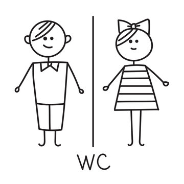WC sign. Toilet door plate icon. WC Icon. Bathroom plate. Men and women WC sign for restroom