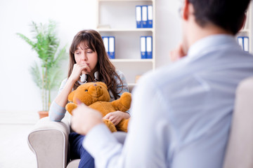 Patient visiting psychiatrist doctor for examination