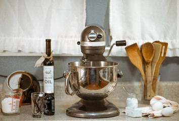 Baking cookies in a large mixer